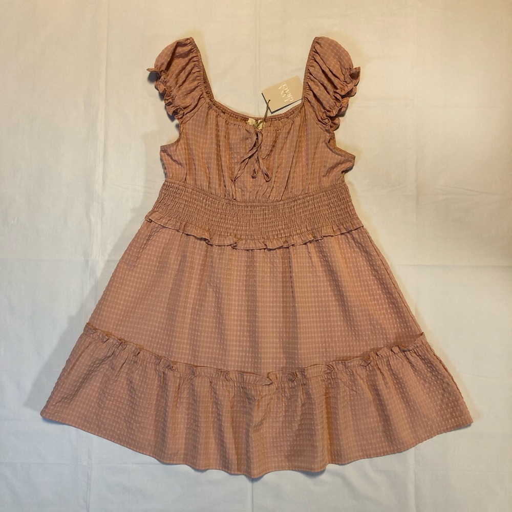 NWT Perch by Blu Pepper Women’s Stretch Crinkled Dusty Pink The Paloma Dress 1X